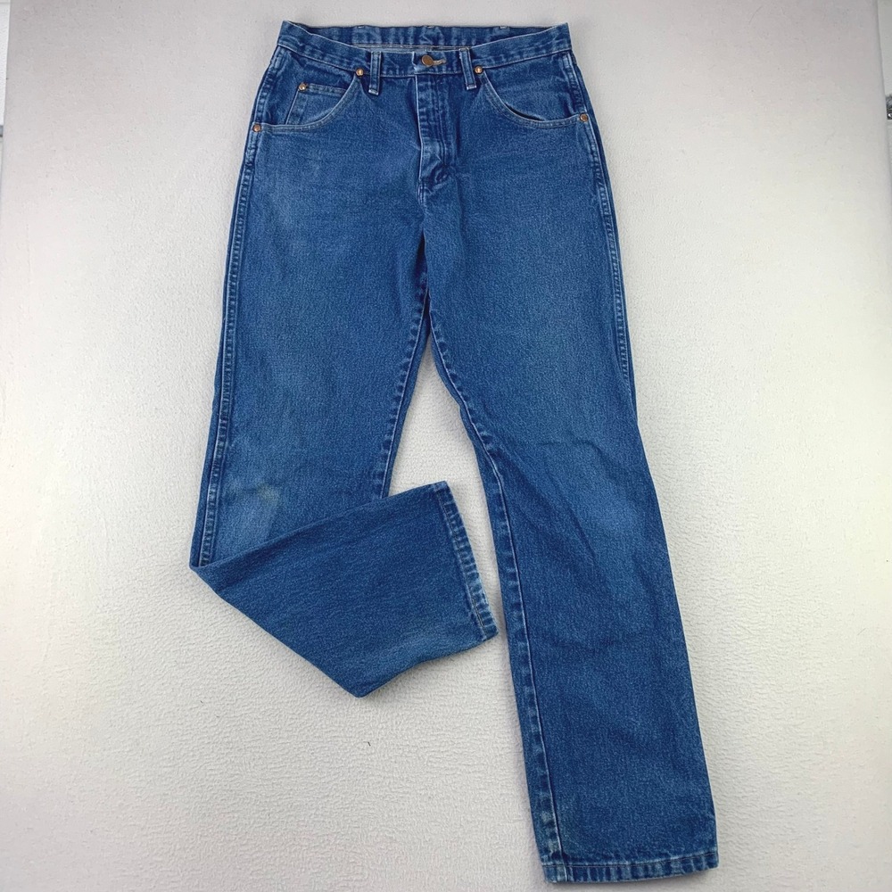Wrangler Jeans Cowboy Cut 13MWZ Mens 32x34 Blue Faded Denim Rodeo Retro Biker